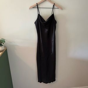 Bebe | Black SATIN SLIP  Midi Dress